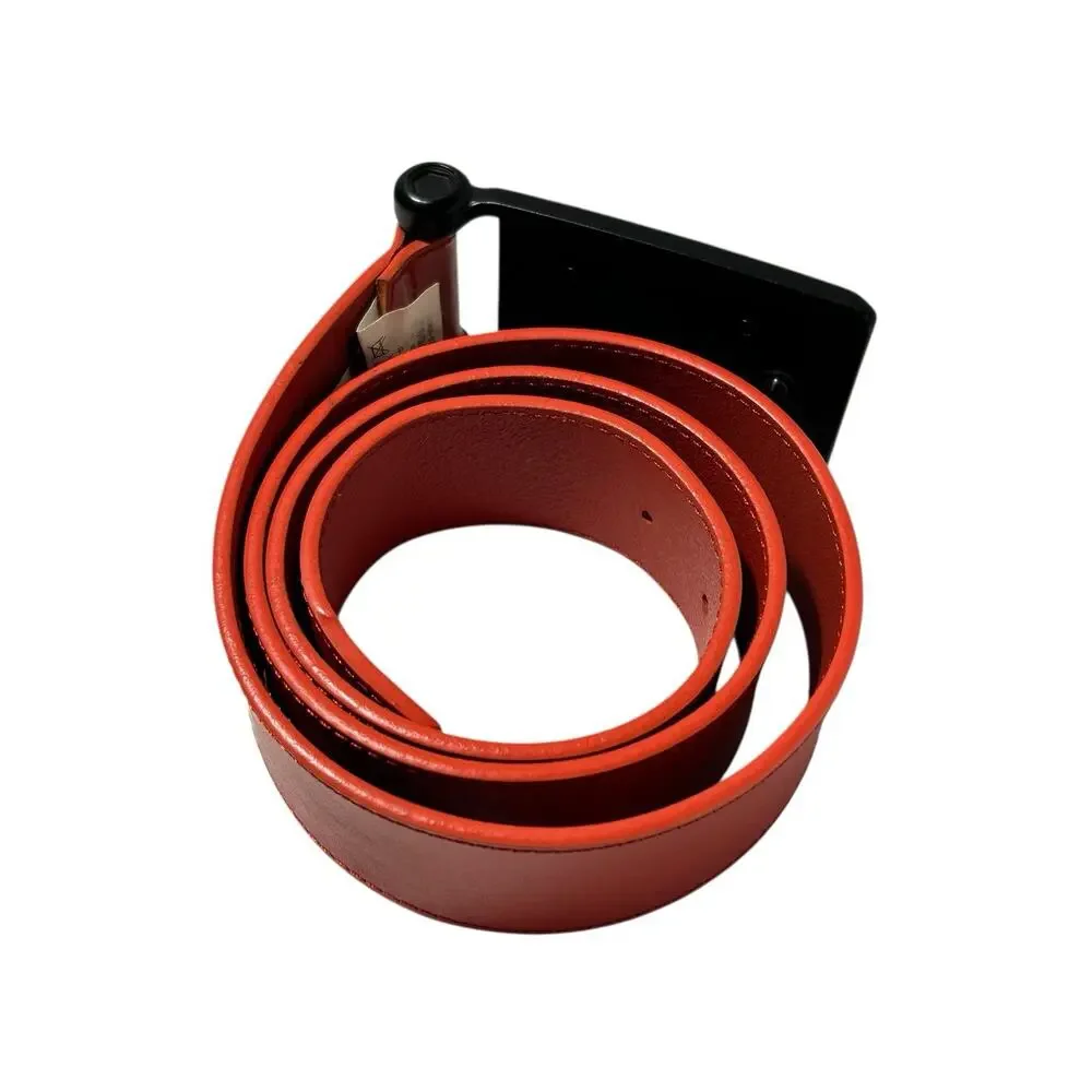 OAKLEY ELIPSE VINTAGE LEATHER BELT BRIGHT ORANGE NICKEL BUCKLE HARDWARE